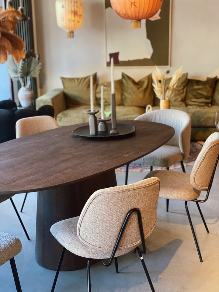 Eettafel Avalon ovaal bruin (3 maten)