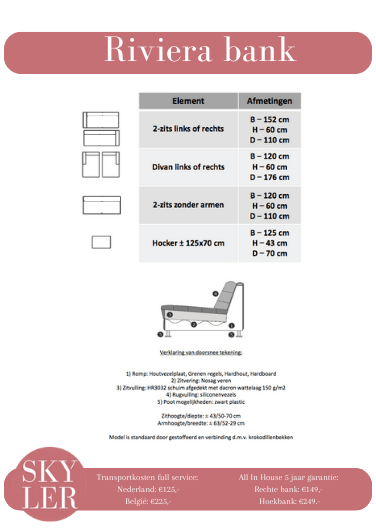 Showmodel Bank Riviera Lavendel (direct leverbaar)
