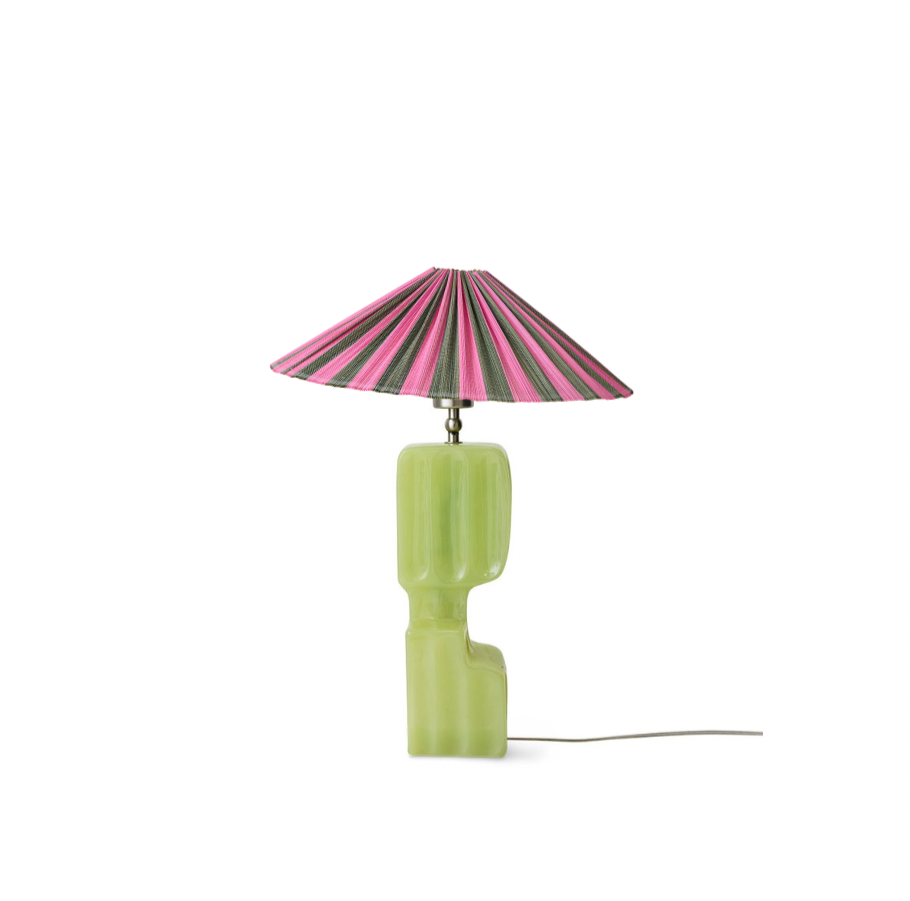 Tafellamp column groen met roze kap