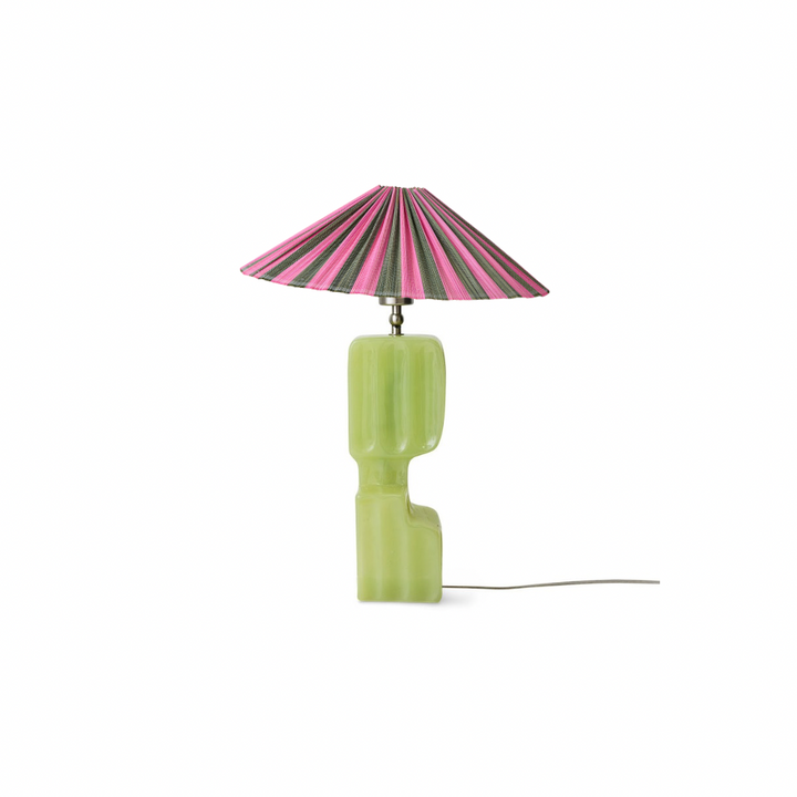 Tafellamp column groen met roze kap