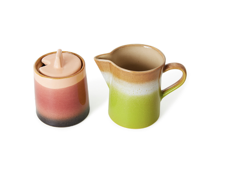 70's ceramics: Melk kannetje en suiker potje
