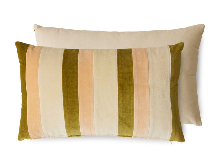 Kussen striped velvet green