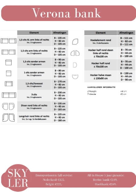 Bank Verona Caramel XL (direct leverbaar)