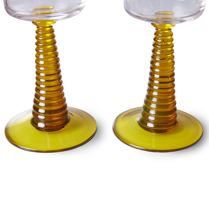 Swirl champagne glas geel (per twee)