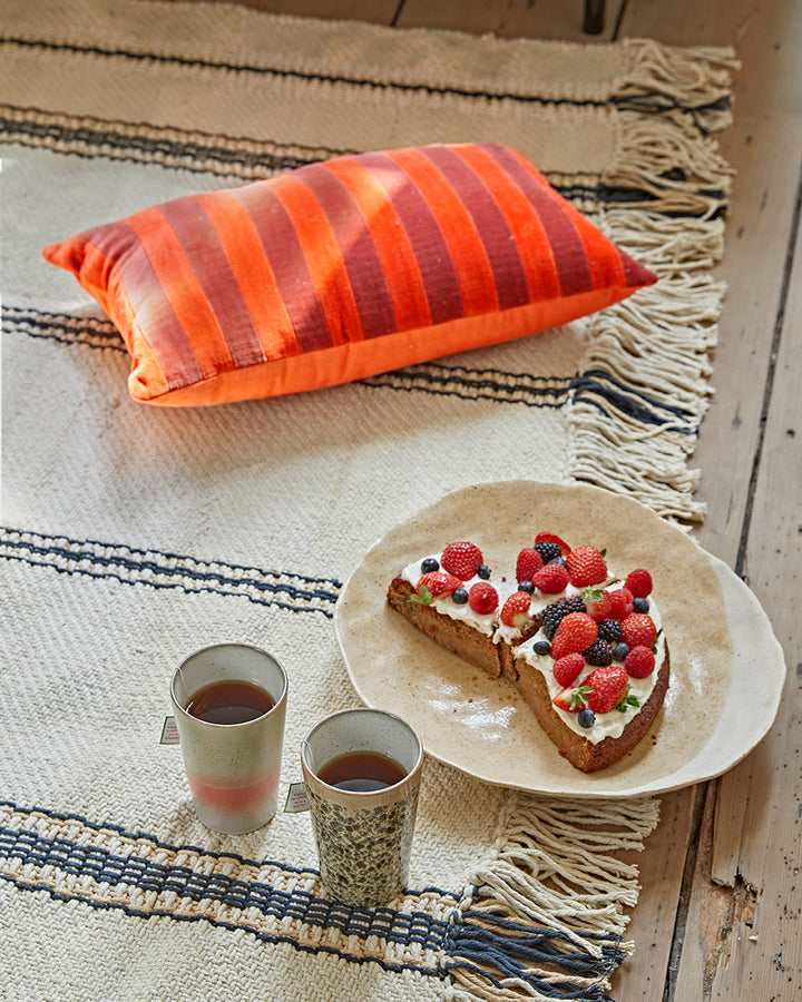 Kussen striped velvet rood