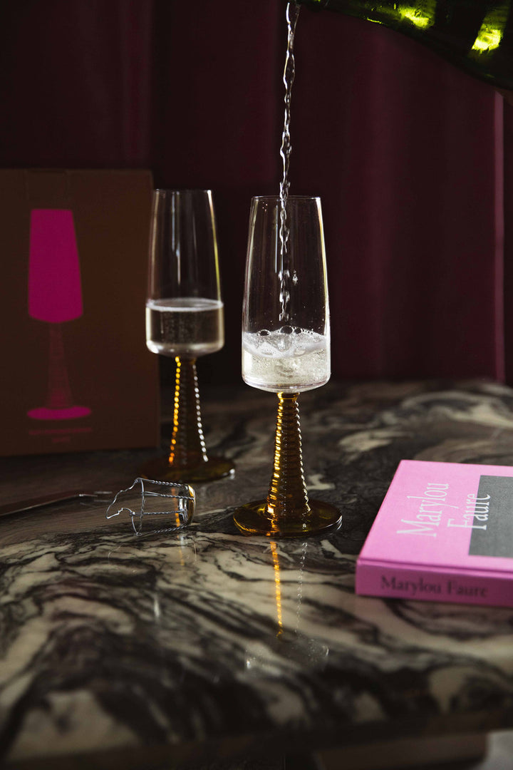 Swirl champagne glas geel (per twee)