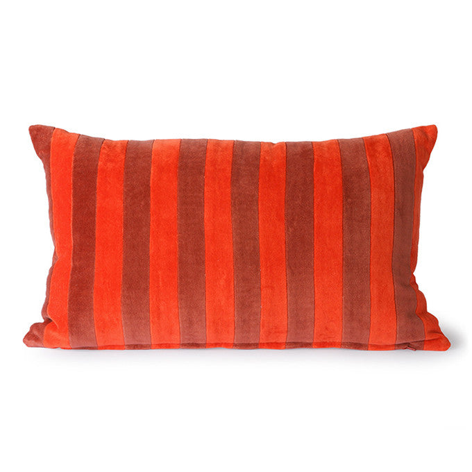 Kussen striped velvet rood