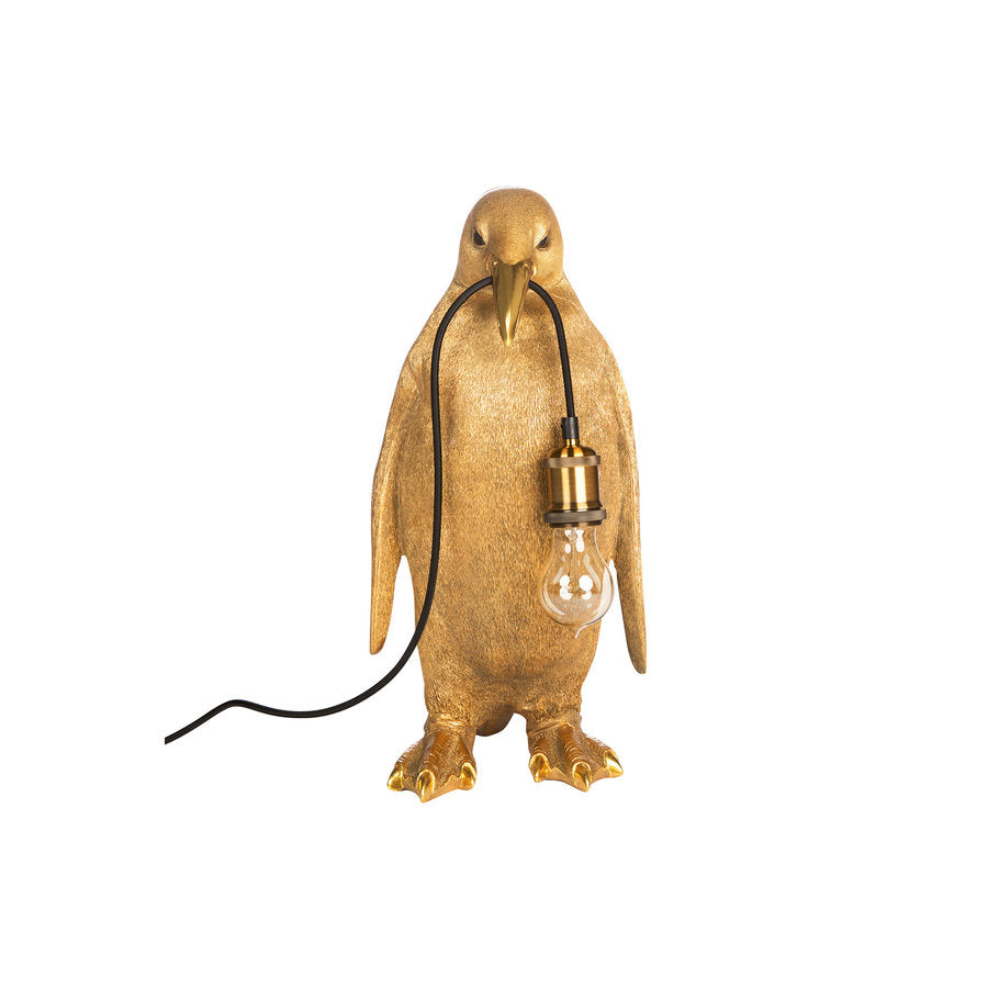 Pinguïn lamp goud