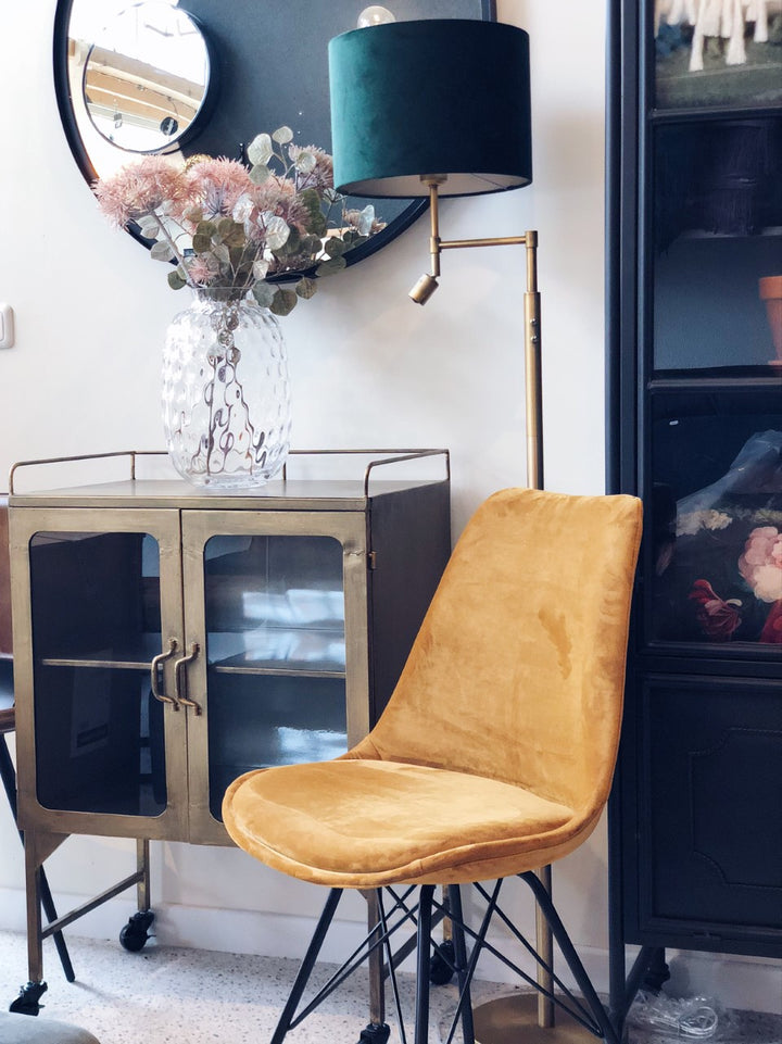 Vloerlamp Montan goud (diverse kleuren kap)